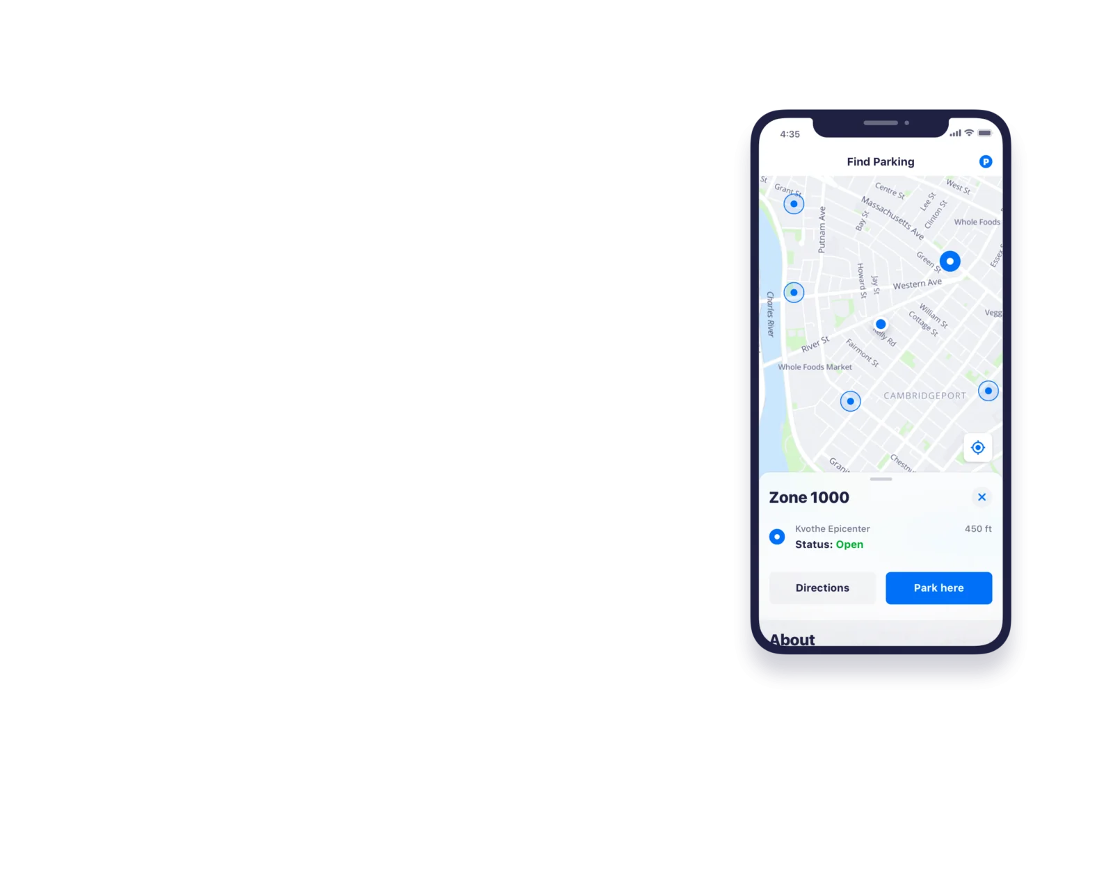 Image of find parking feature in Passport Parking app